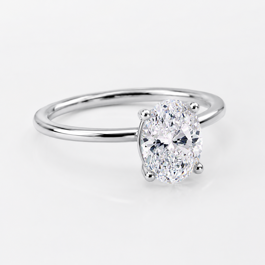 Oval Cut Lab Grown Diamond Solitaire Engagement Ring