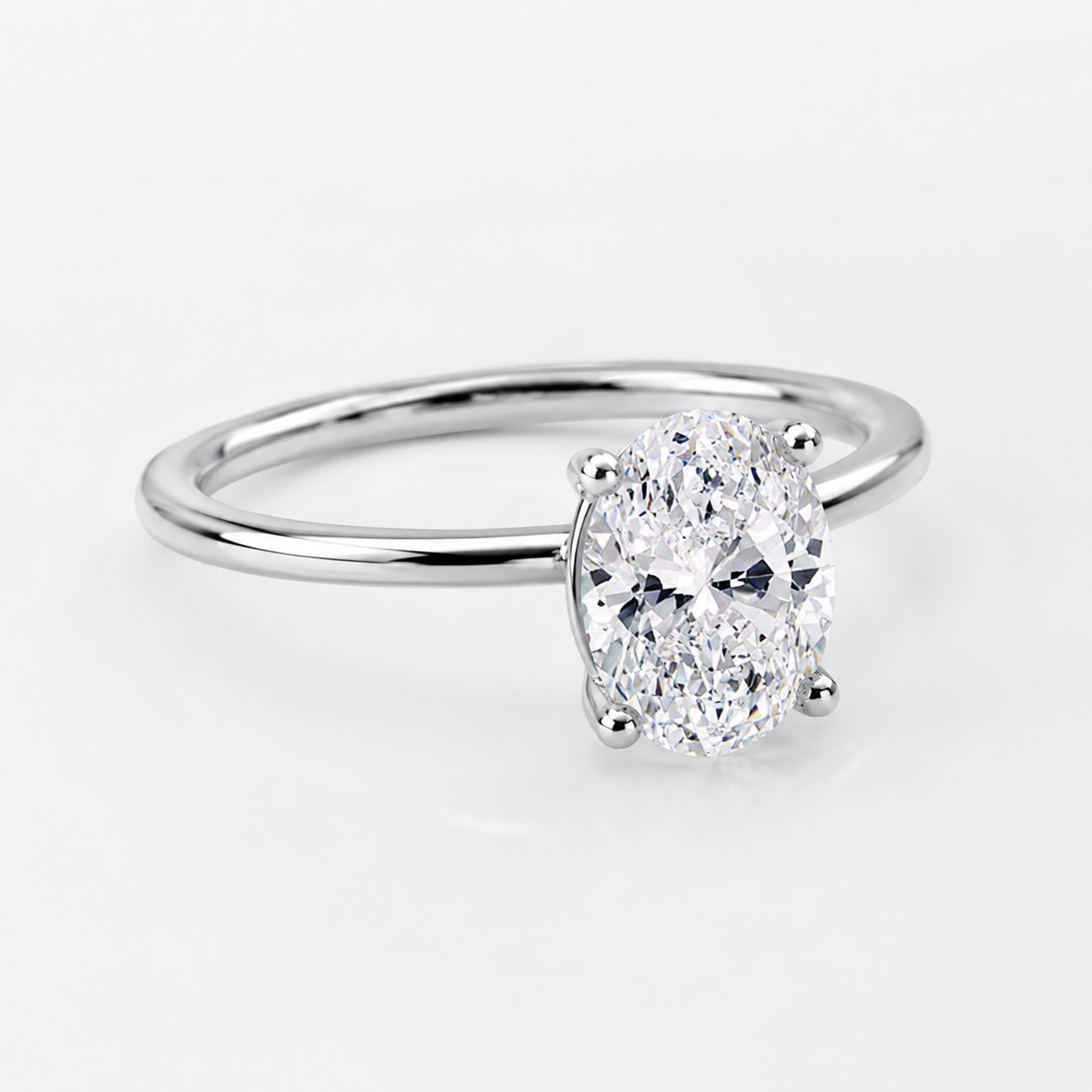 Oval Cut Lab Grown Diamond Solitaire Engagement Ring