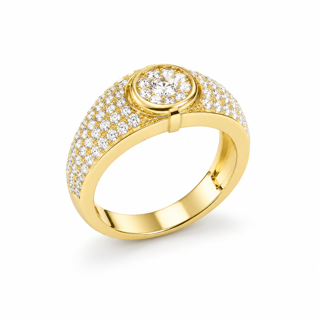 Lab-Grown Diamond Dual-Tone Oval Cluster Pavé Ring