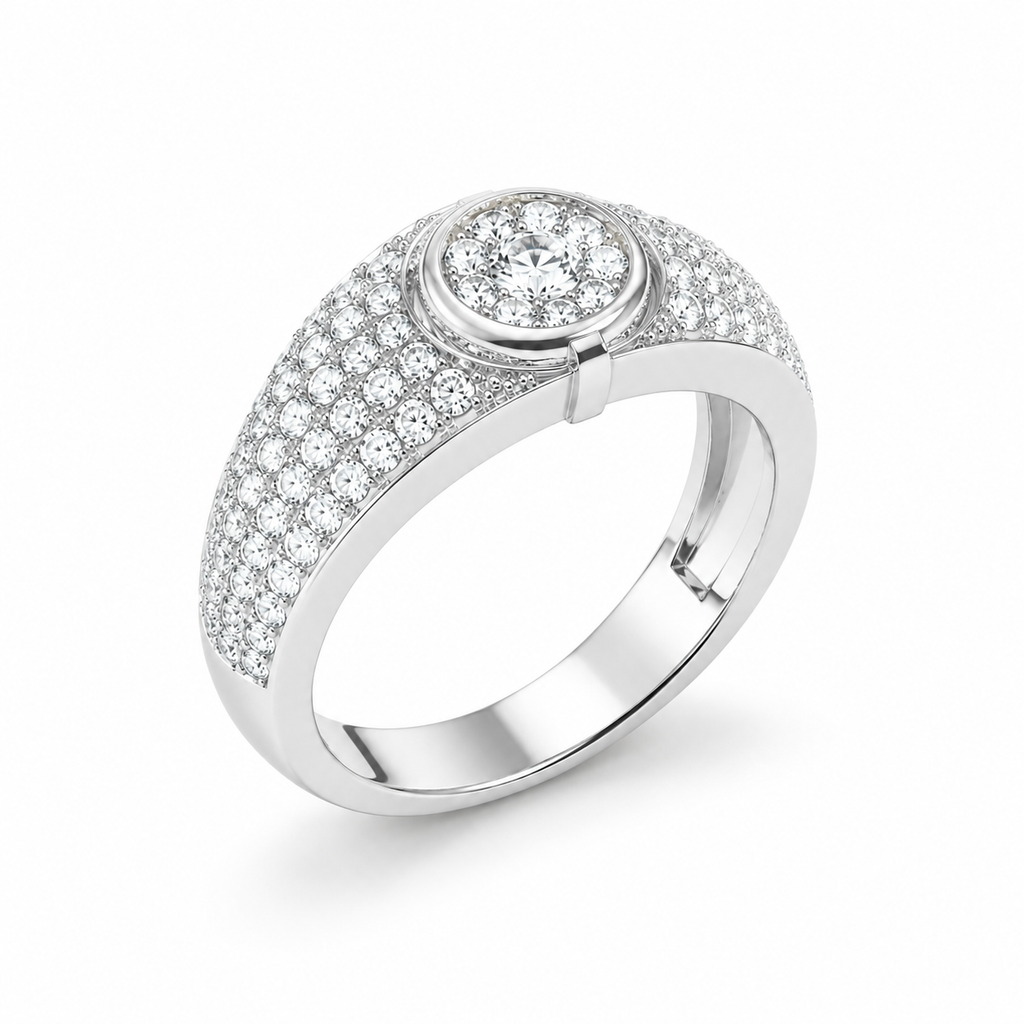 Lab-Grown Diamond Dual-Tone Oval Cluster Pavé Ring