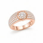 Lab-Grown Diamond Dual-Tone Oval Cluster Pavé Ring