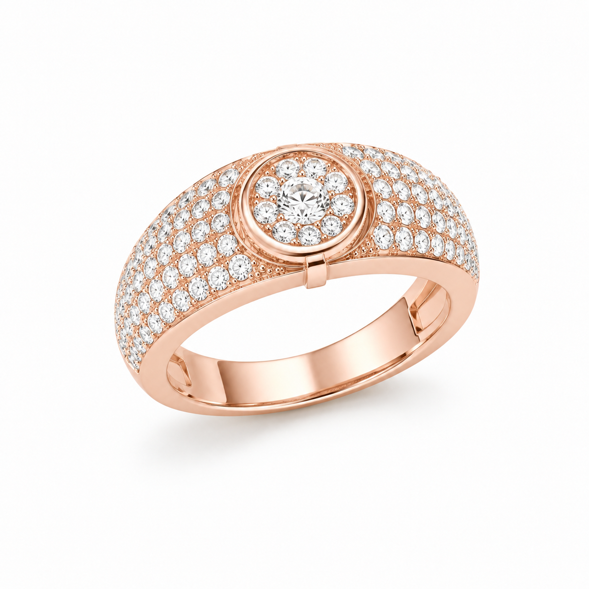Lab-Grown Diamond Dual-Tone Oval Cluster Pavé Ring