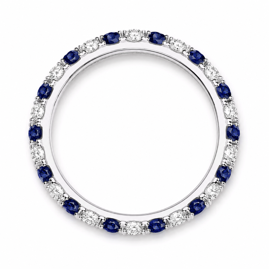 Natural Sapphire & Diamond Eternity Ring in Gold