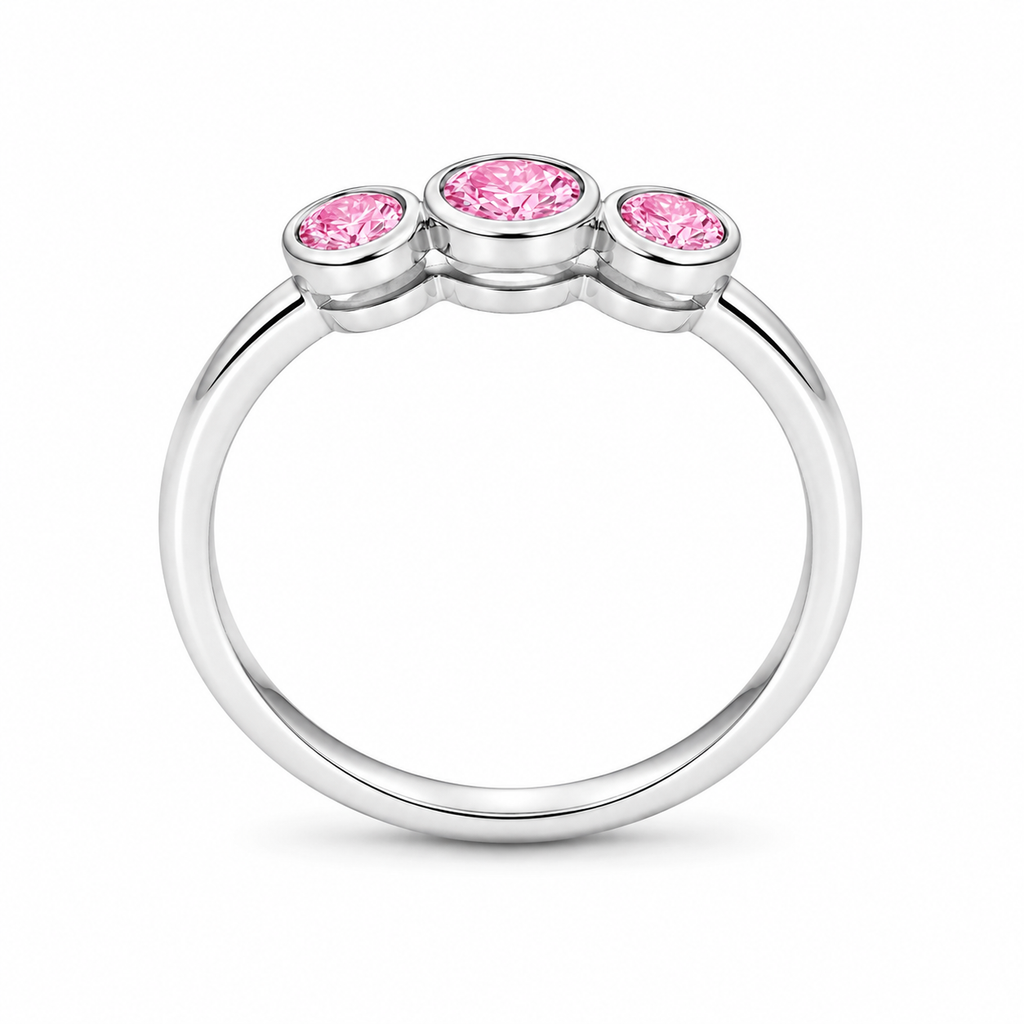 Lab-Grown Diamond Bezel Three-Stone Ring