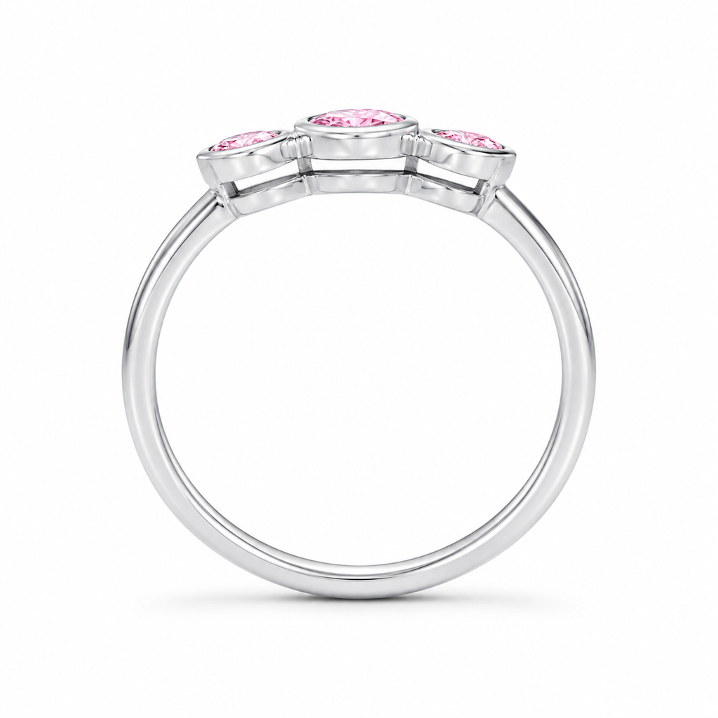Lab-Grown Diamond Bezel Three-Stone Ring