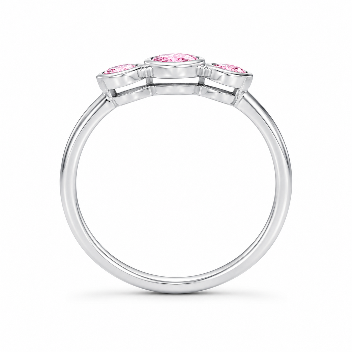 Lab-Grown Diamond Bezel Three-Stone Ring