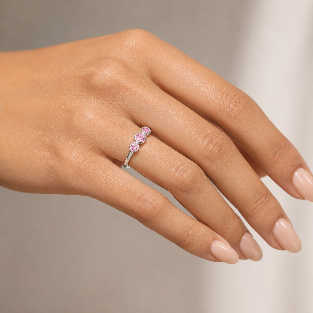 Lab-Grown Diamond Bezel Three-Stone Ring