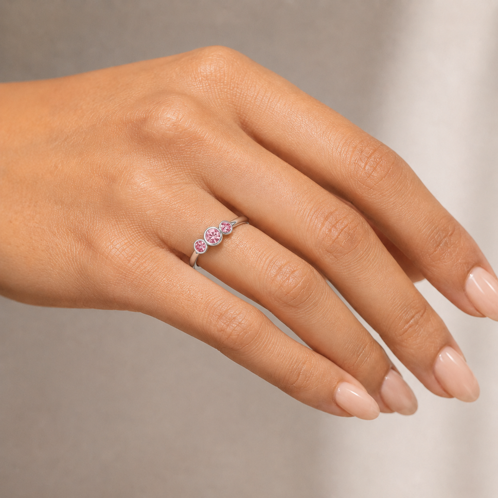 Lab-Grown Diamond Bezel Three-Stone Ring