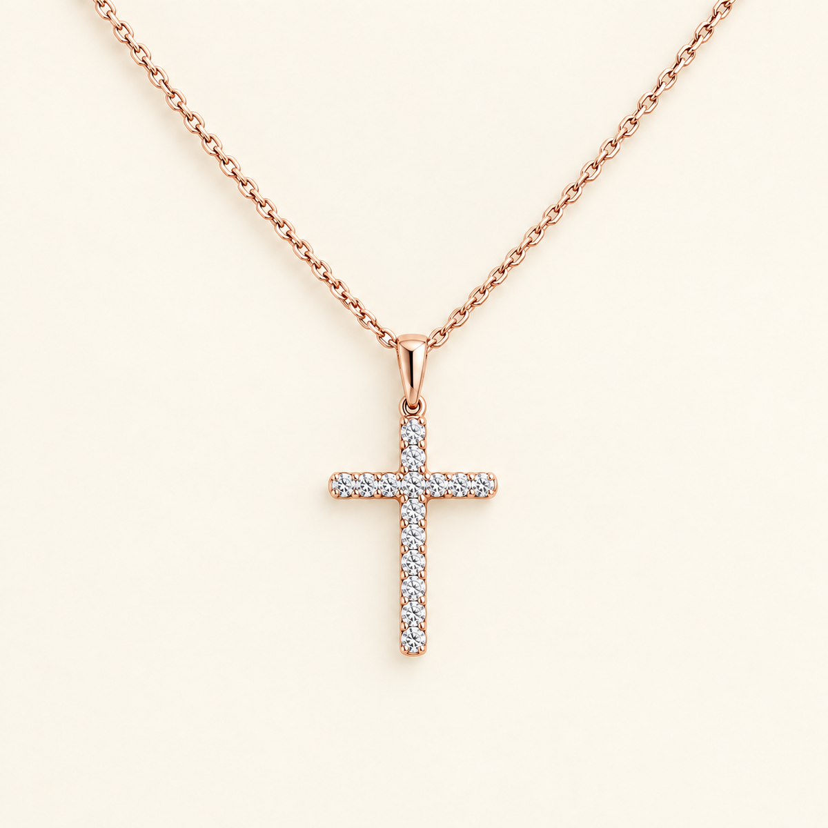 0.45 CTW Diamond Cross Necklace | Solid Gold