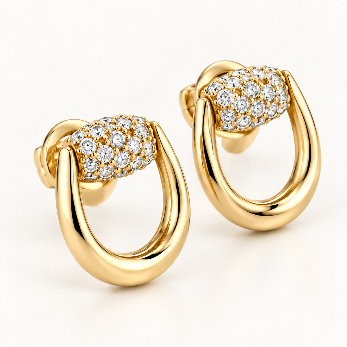 Diamond Horsebit-Inspired Stud Earrings