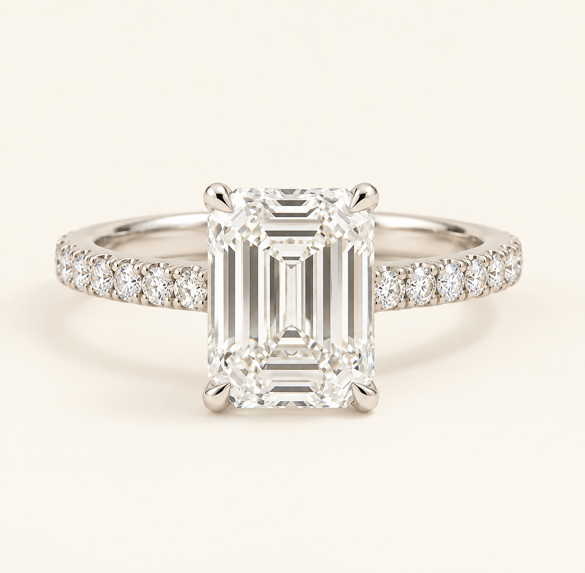 Emerald Lab Diamond Hidden Halo Micro Pavé