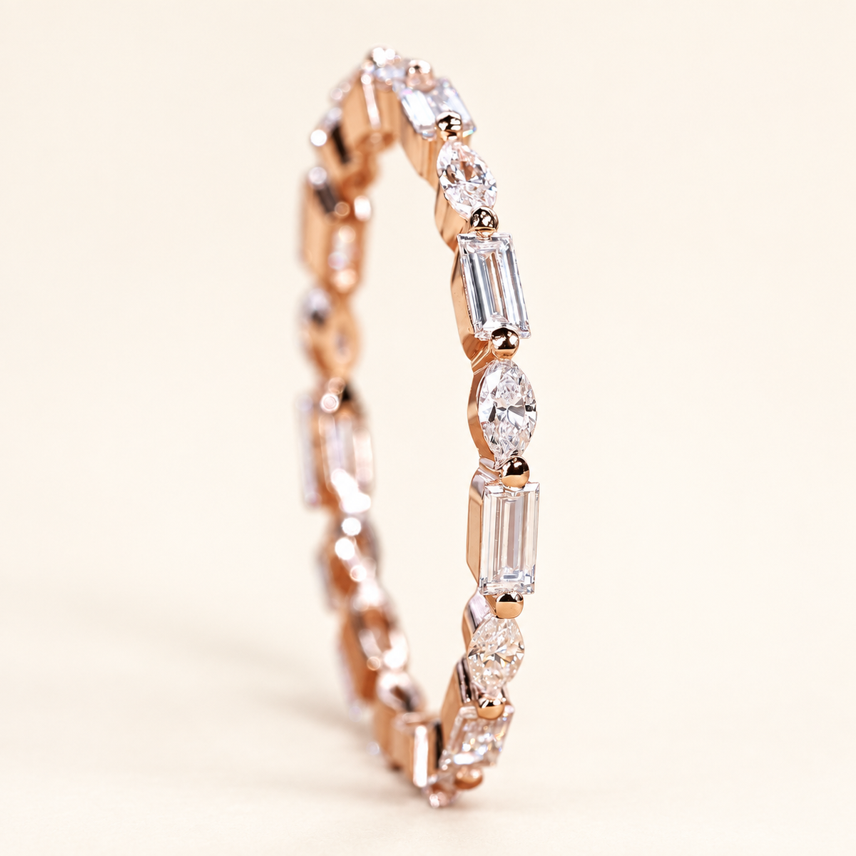 Alternating Marquise & Baguette Lab-Grown Diamond Eternity Wedding Band