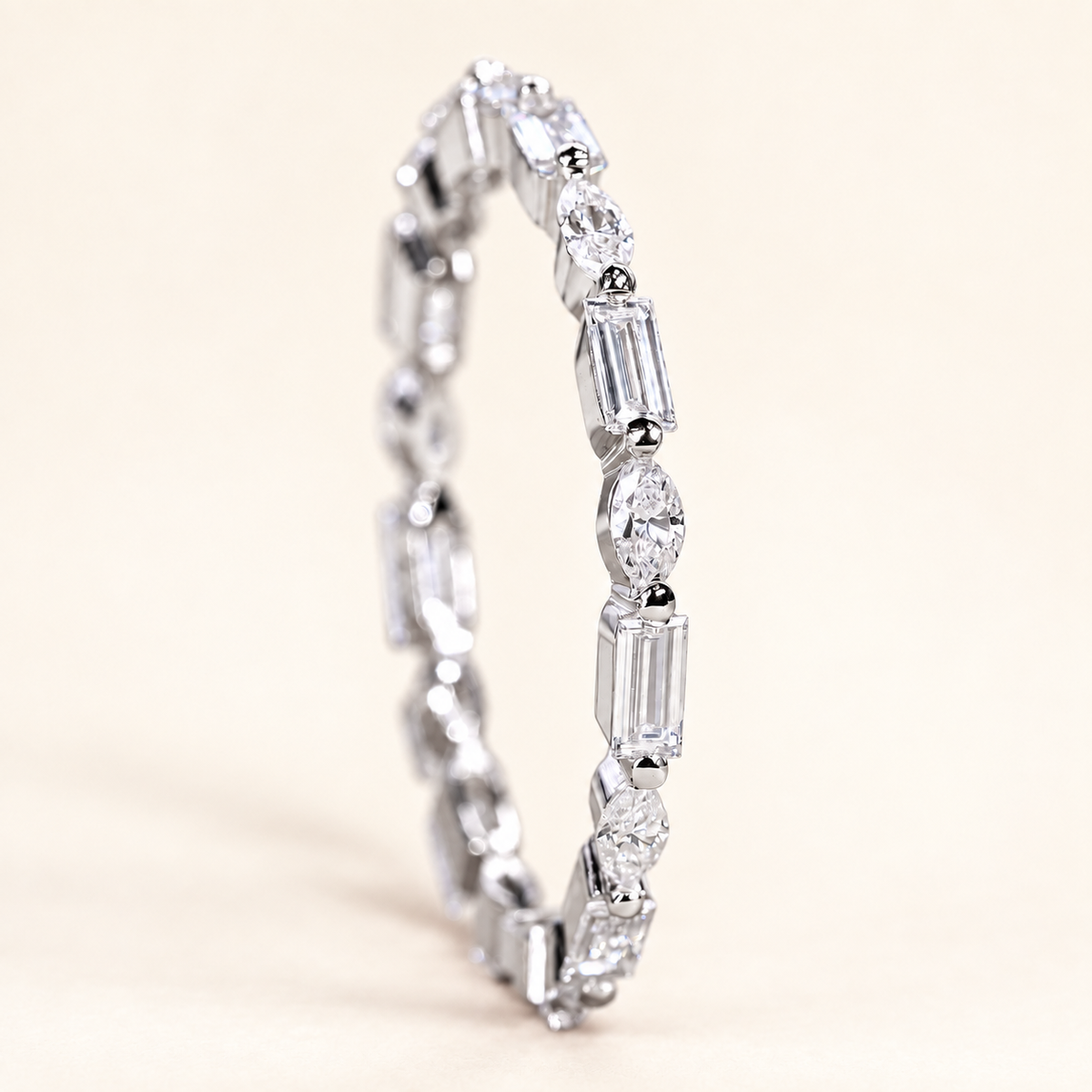 Alternating Marquise & Baguette Lab-Grown Diamond Eternity Wedding Band