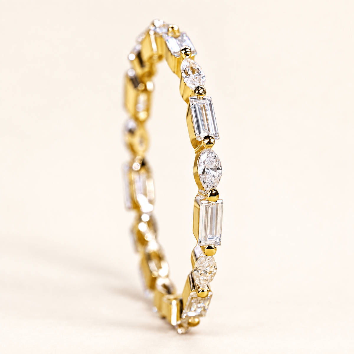 Alternating Marquise & Baguette Lab-Grown Diamond Eternity Wedding Band