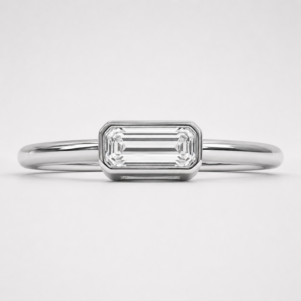 East–West Baguette Lab-Grown Diamond Bezel Ring