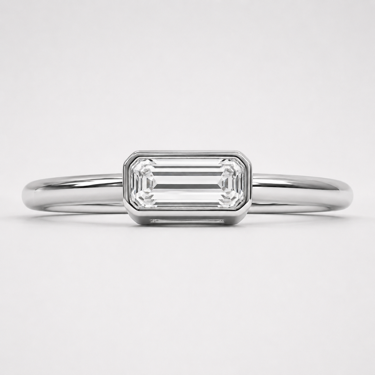 East–West Baguette Lab-Grown Diamond Bezel Ring