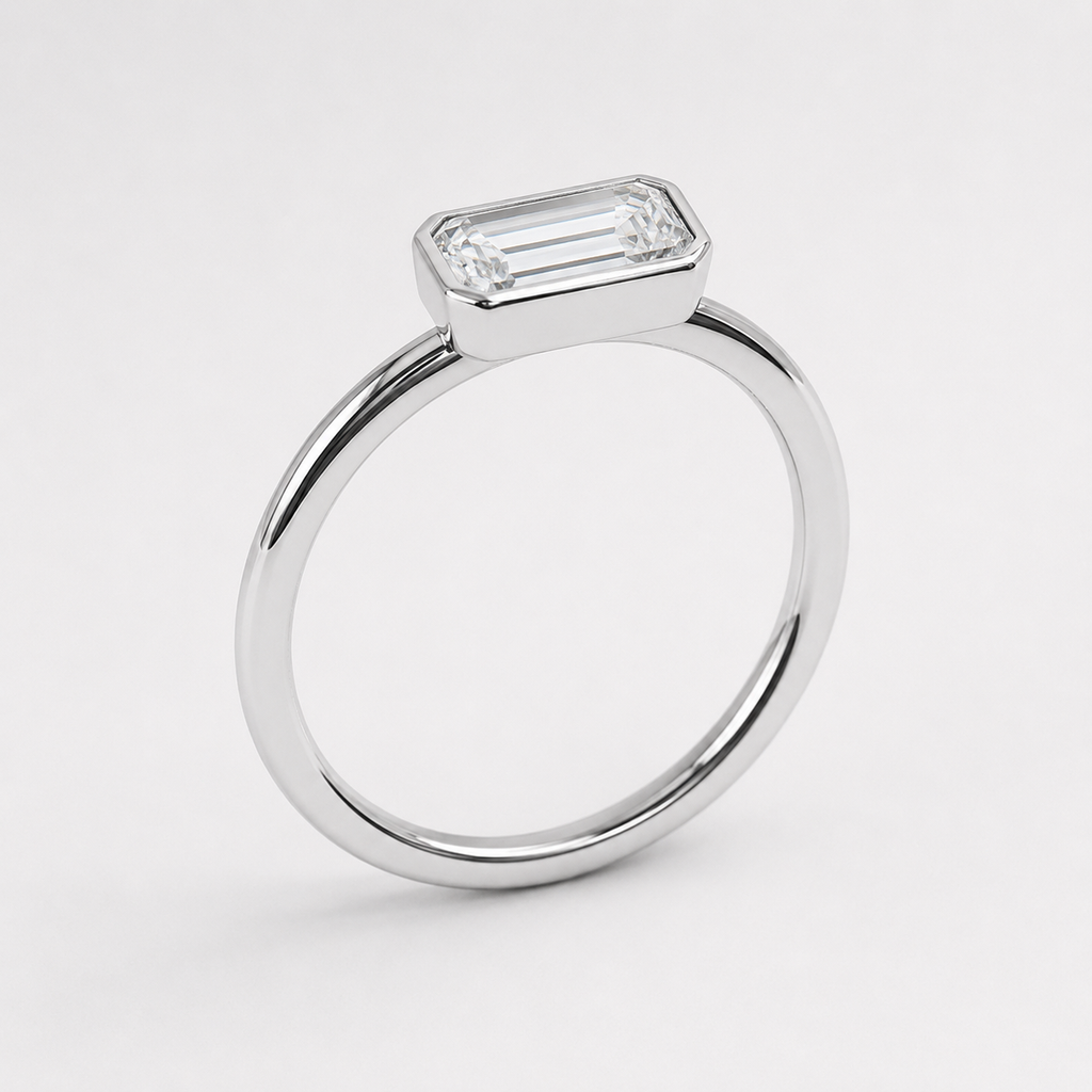 East–West Baguette Lab-Grown Diamond Bezel Ring