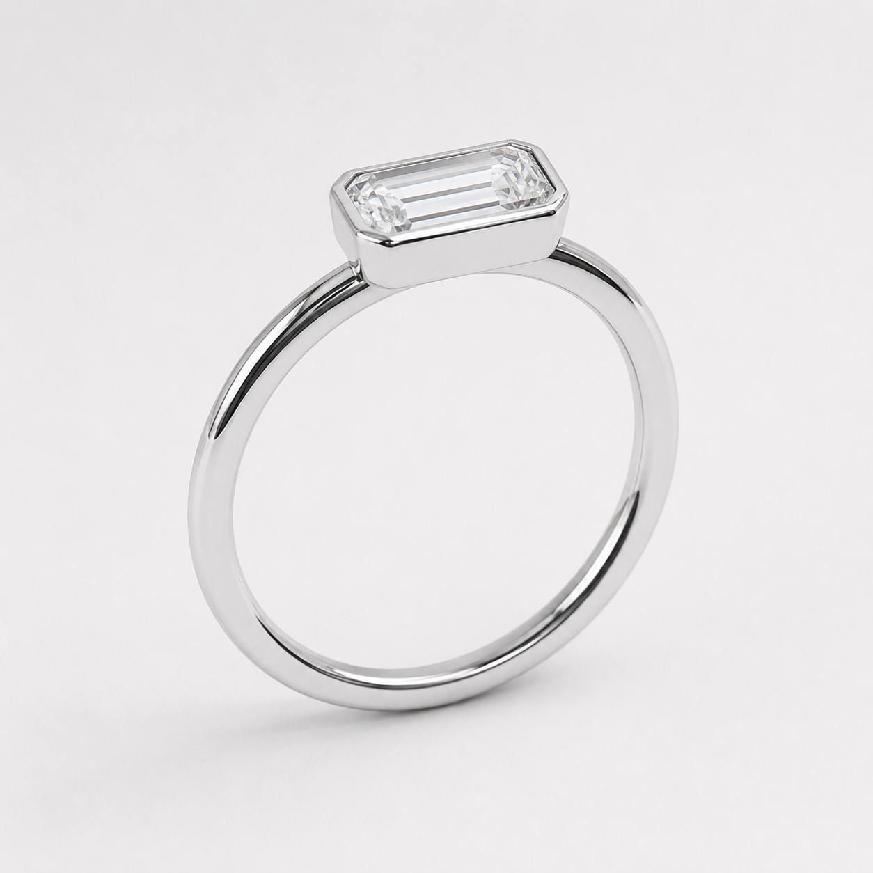 East–West Baguette Lab-Grown Diamond Bezel Ring