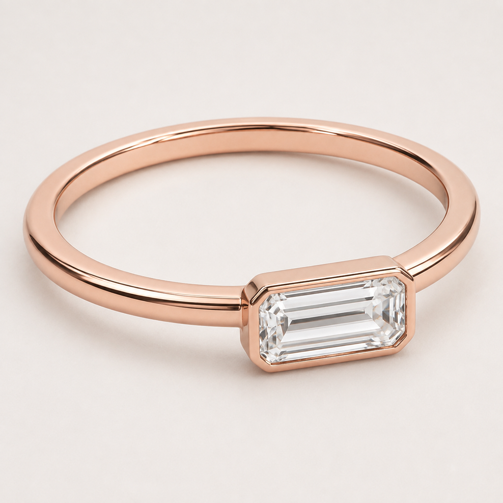 East–West Baguette Lab-Grown Diamond Bezel Ring