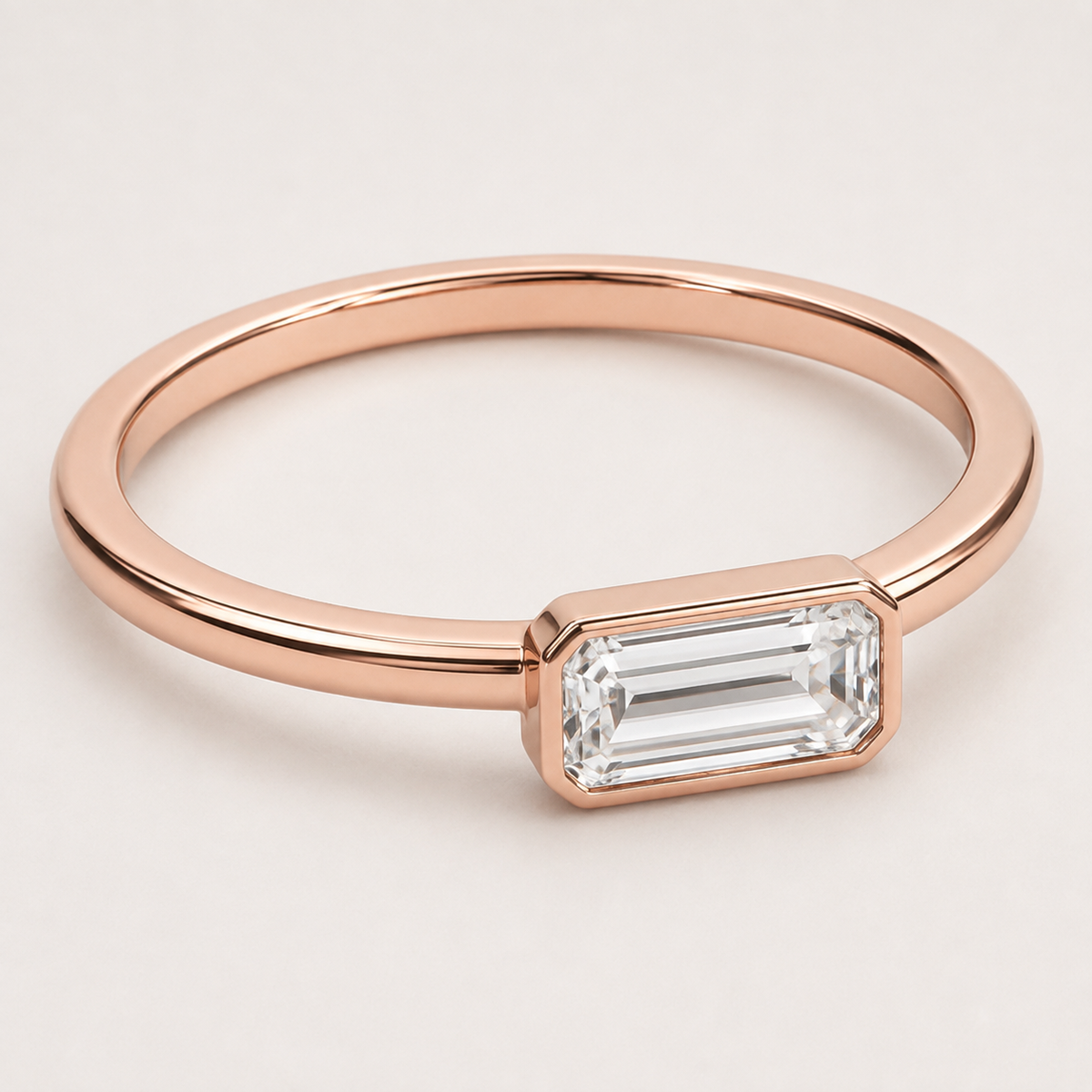 East–West Baguette Lab-Grown Diamond Bezel Ring