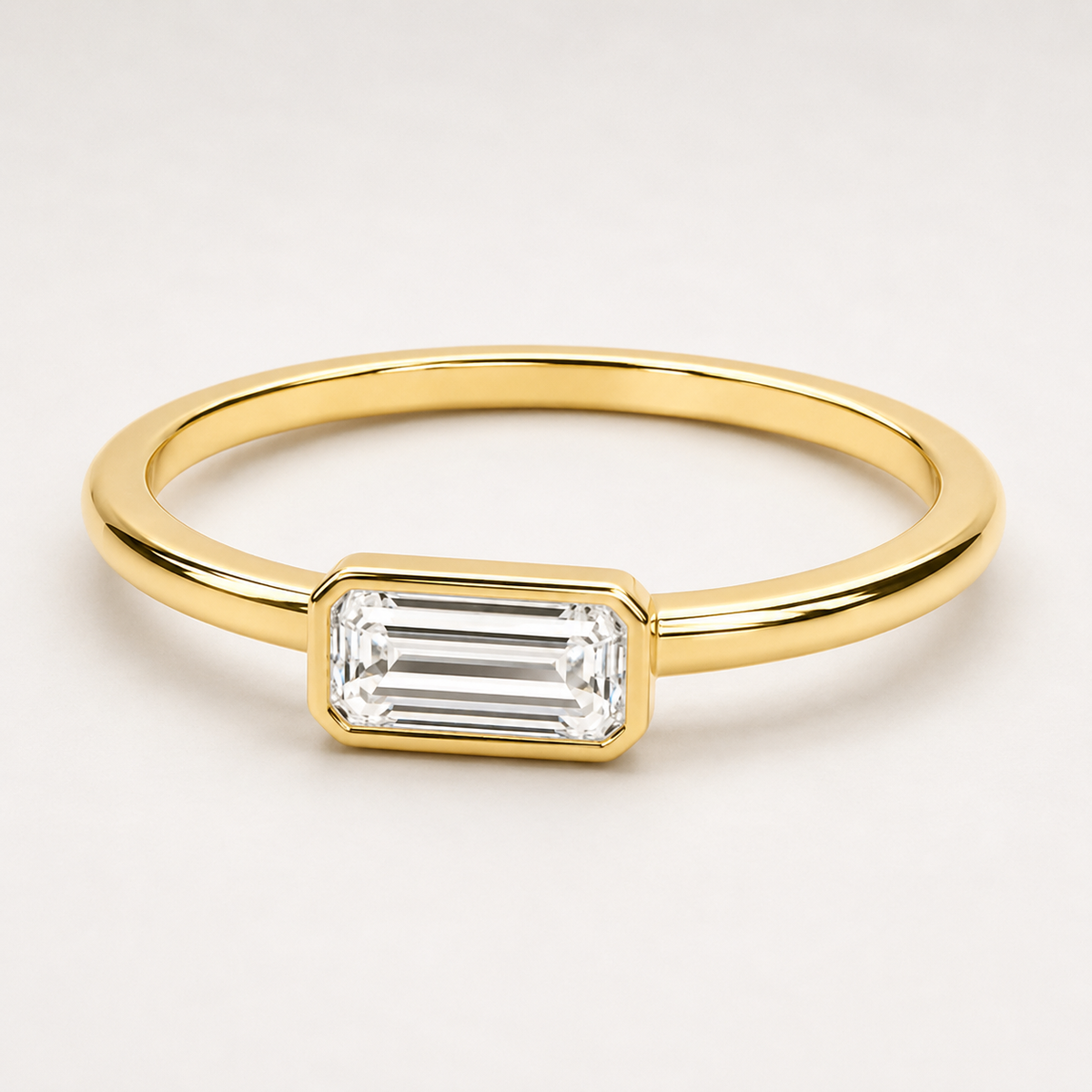 East–West Baguette Lab-Grown Diamond Bezel Ring