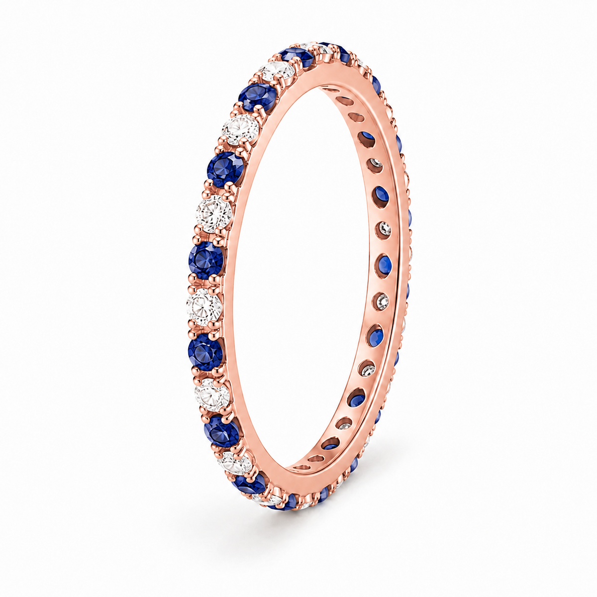 Natural Sapphire & Diamond Eternity Ring in Gold