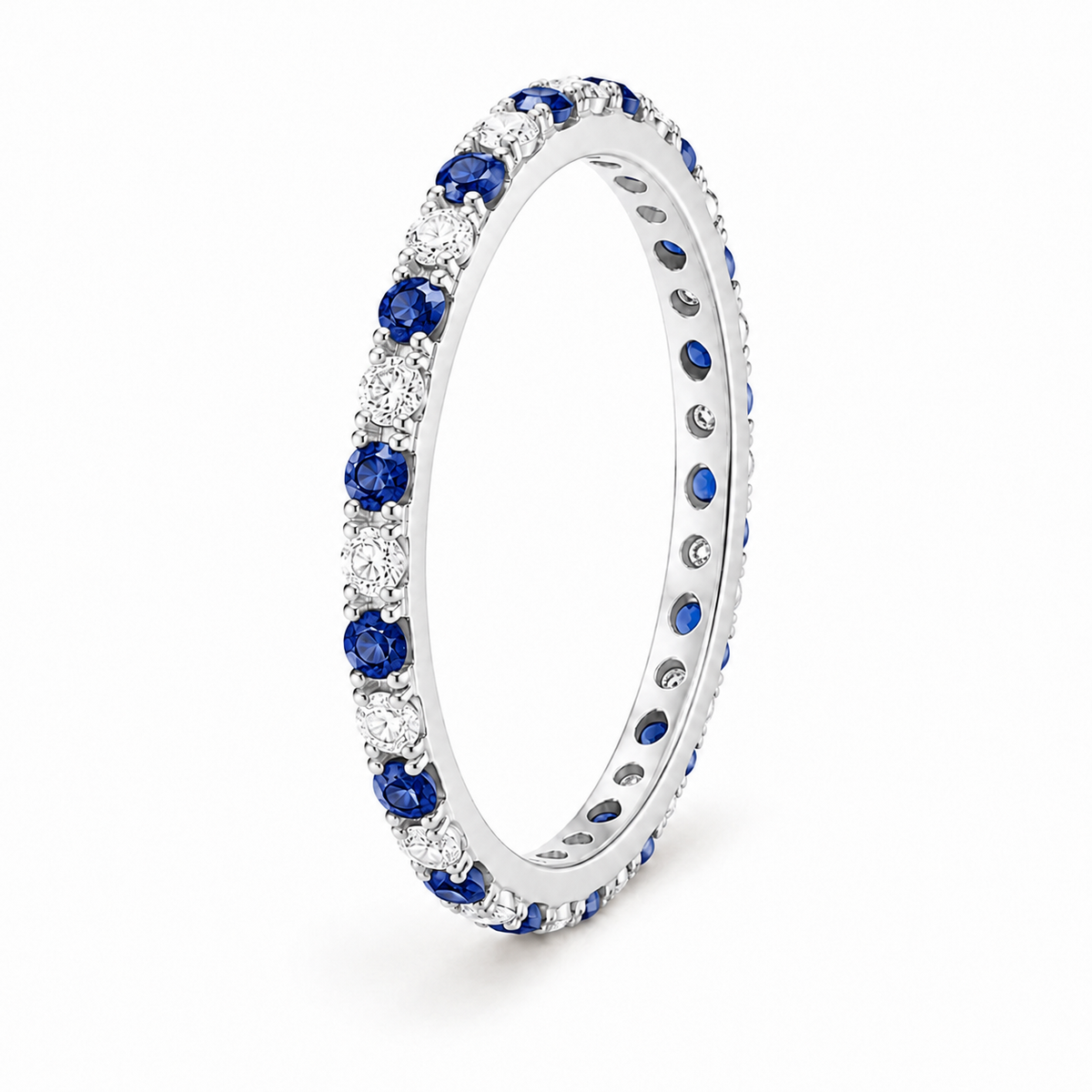 Natural Sapphire & Diamond Eternity Ring in Gold