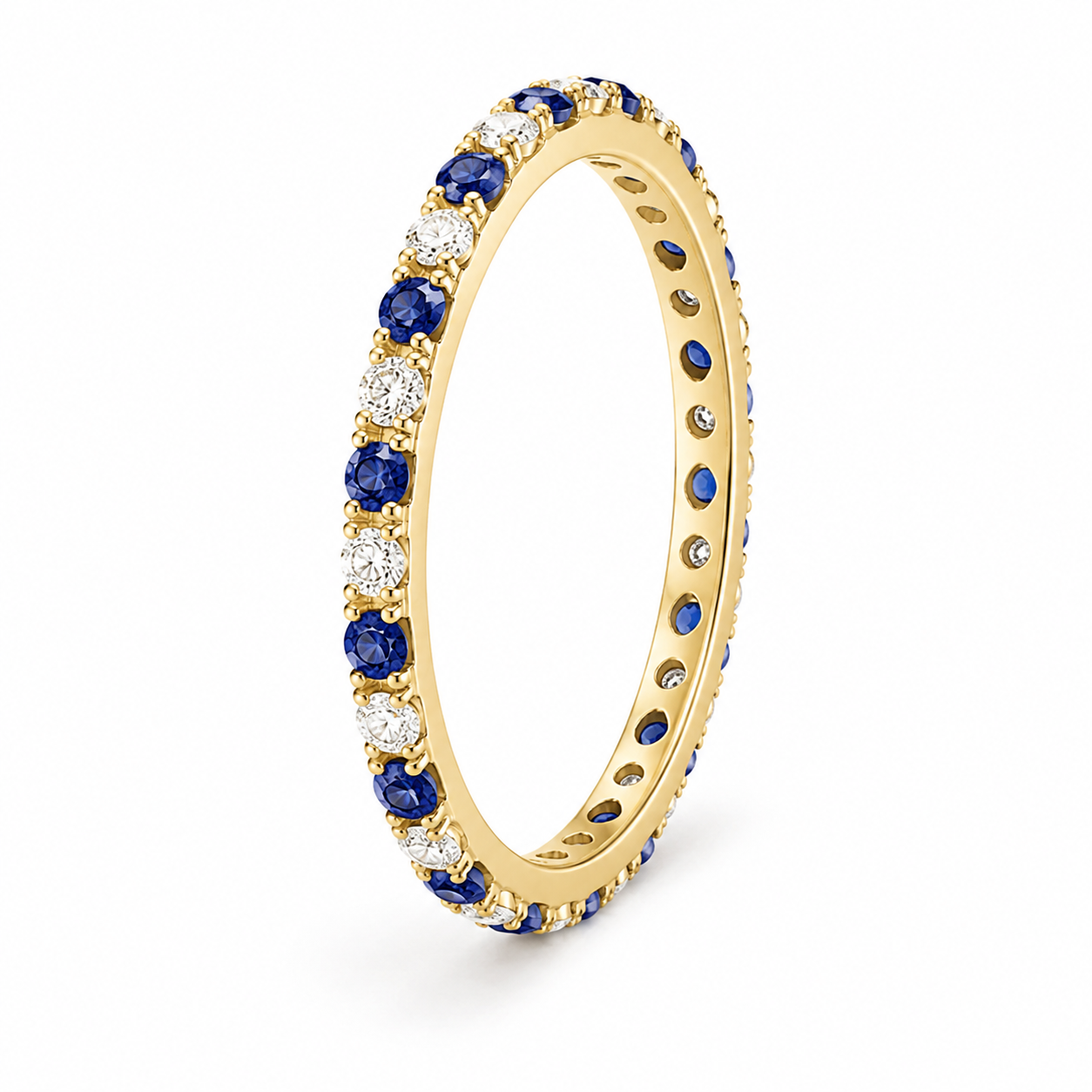 Natural Sapphire & Diamond Eternity Ring in Gold