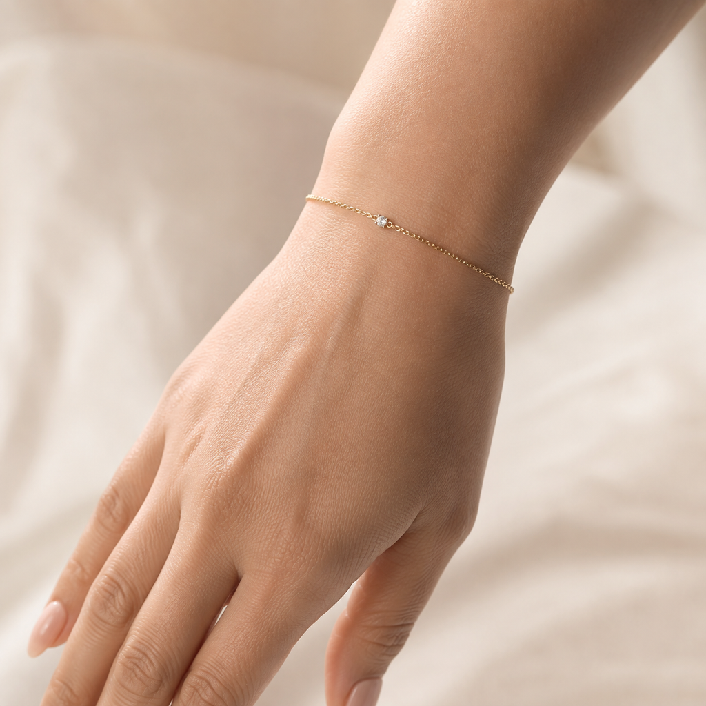 Minimalist Lab-Grown Diamond Solitaire Bracelet