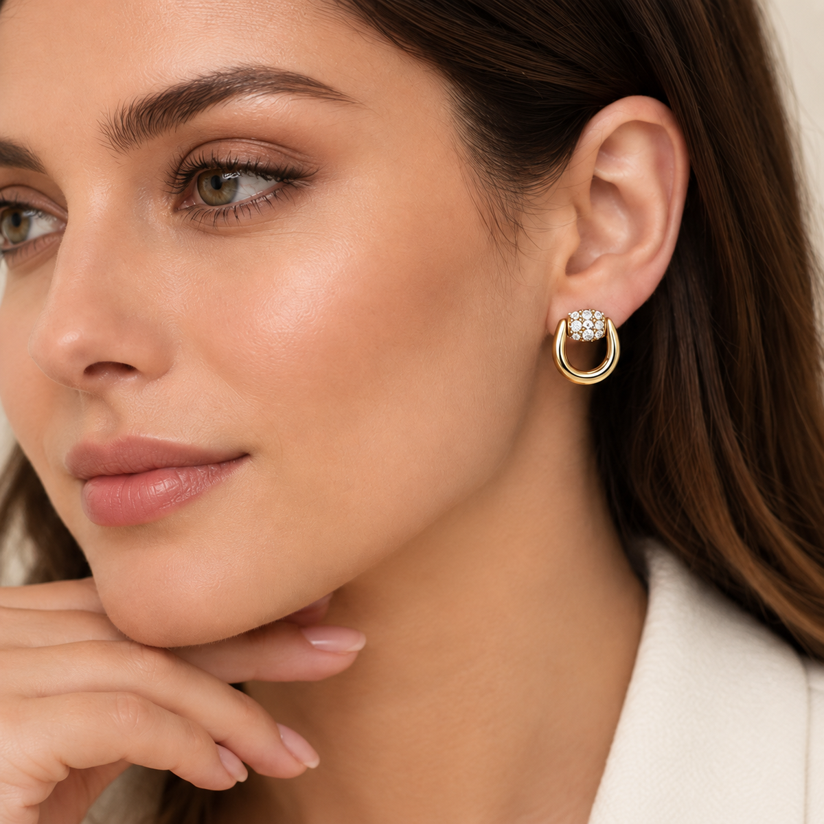Diamond Horsebit-Inspired Stud Earrings
