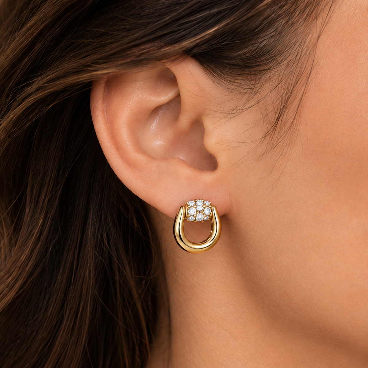 Diamond Horsebit-Inspired Stud Earrings