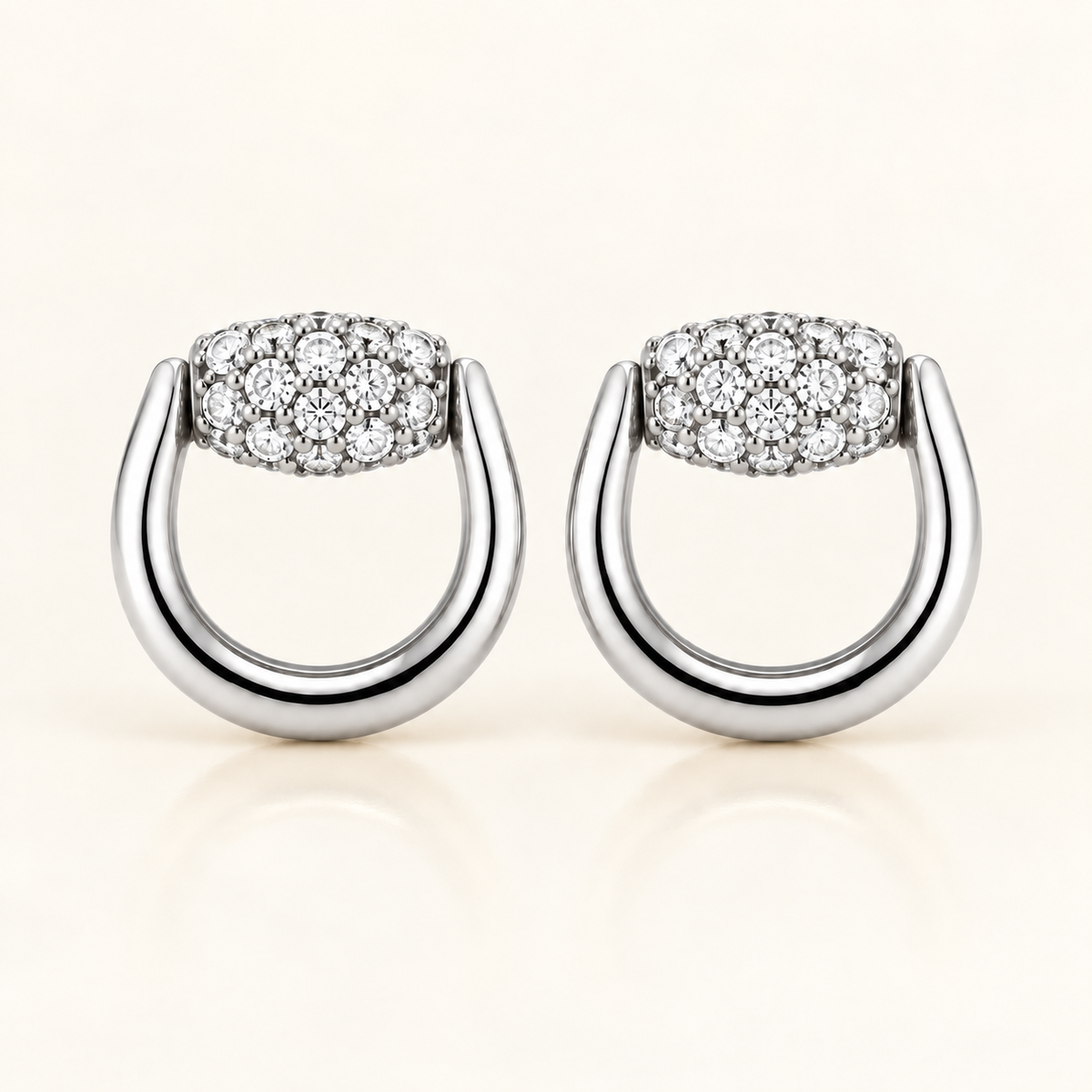 Diamond Horsebit-Inspired Stud Earrings