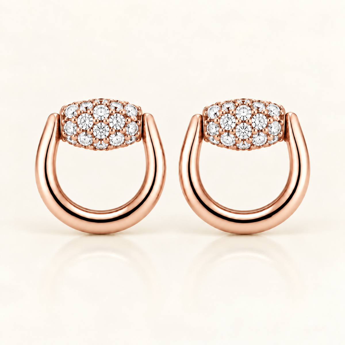 Diamond Horsebit-Inspired Stud Earrings