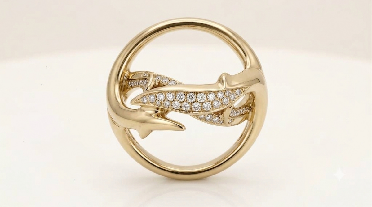 Bound Thorn Pavé Diamond Ring In Solid Gold