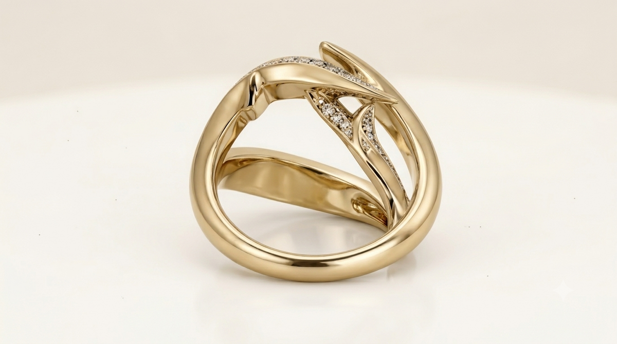 Bound Thorn Pavé Diamond Ring In Solid Gold