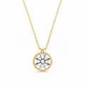 Round Lab-Grown Diamond Milgrain Bezel Pendant Necklace in 10K or 14K Gold
