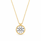 Round Lab-Grown Diamond Milgrain Bezel Pendant Necklace in 10K or 14K Gold
