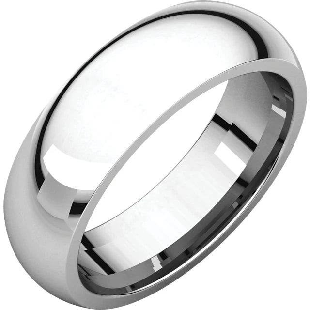 Sterling Silver 6mm High Polished Comfort fit