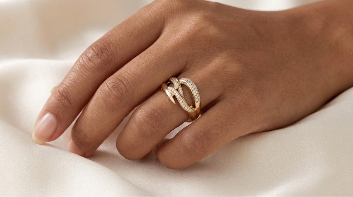 Bound Thorn Pavé Diamond Ring In Solid Gold