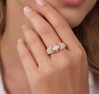 Lab-Grown Diamond Dual-Tone Oval Cluster Pavé Ring