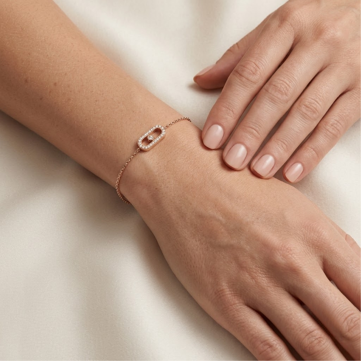 Diamond pavé bracelet available in white gold, yellow gold, rose gold and platinum