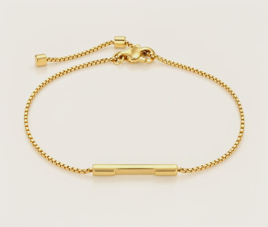 solid gold bar engraved bracelet