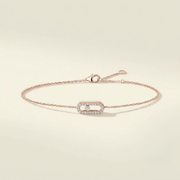 rose gold diamond pavé bracelet with moving diamond motif 
