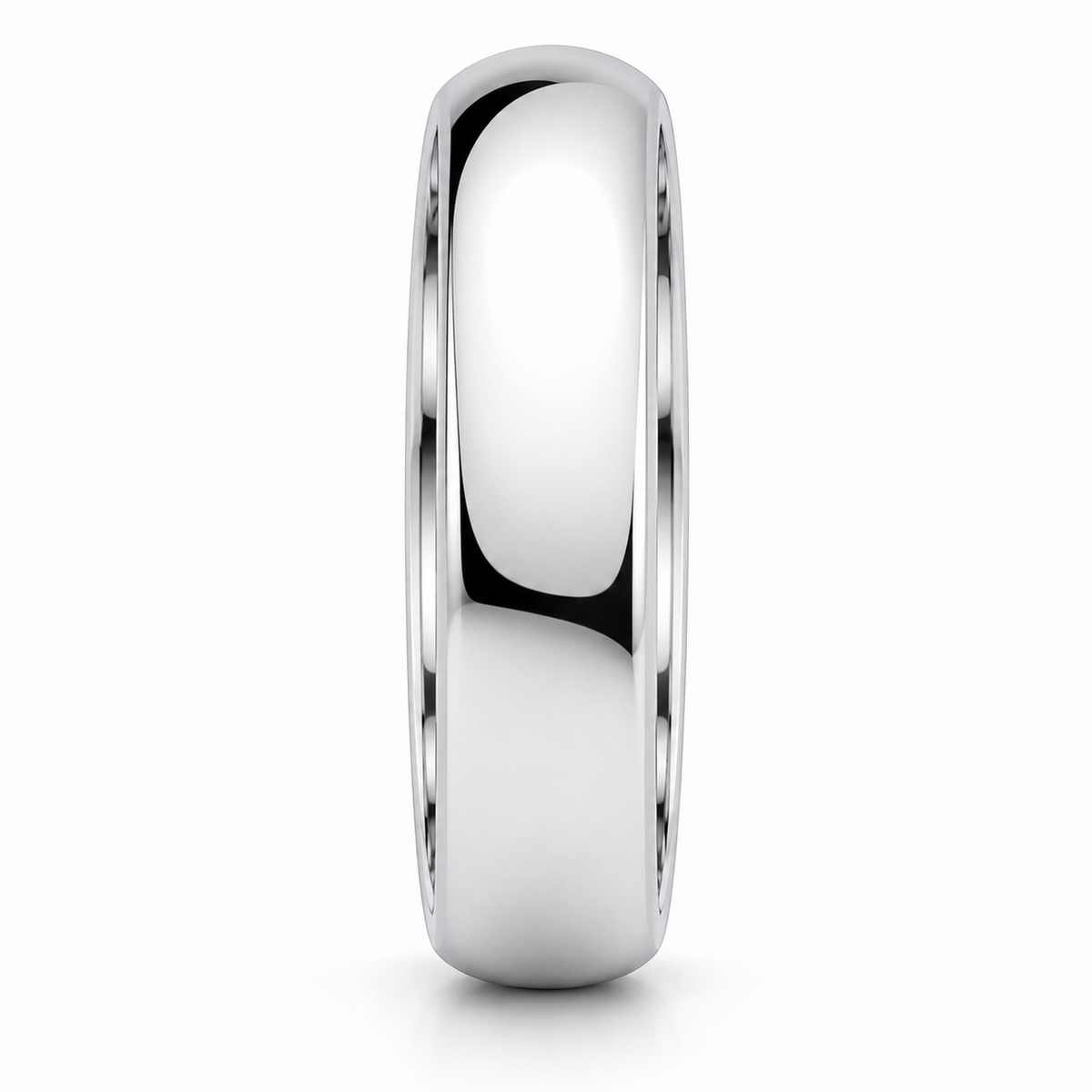 Side view of 6mm solid sterling silver comfort-fit wedding band