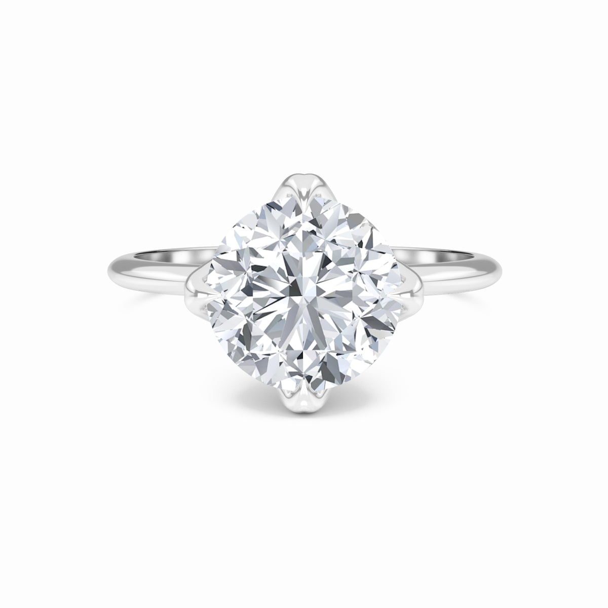 Round lab diamond engagement ring in 14K white gold