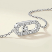 SIlver labgrown diamond pavé bracelet with moving diamond motif 